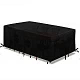 Överdrag för trädgårdsmöbler 210 x 210 x 85 cm skyddsöverdrag för utomhusmöbler rivbeständigt 420D Oxford vattentätt, vindtätt, UV-beständigt rektangulärt uteplatsbordsskydd med spännen och dragsko