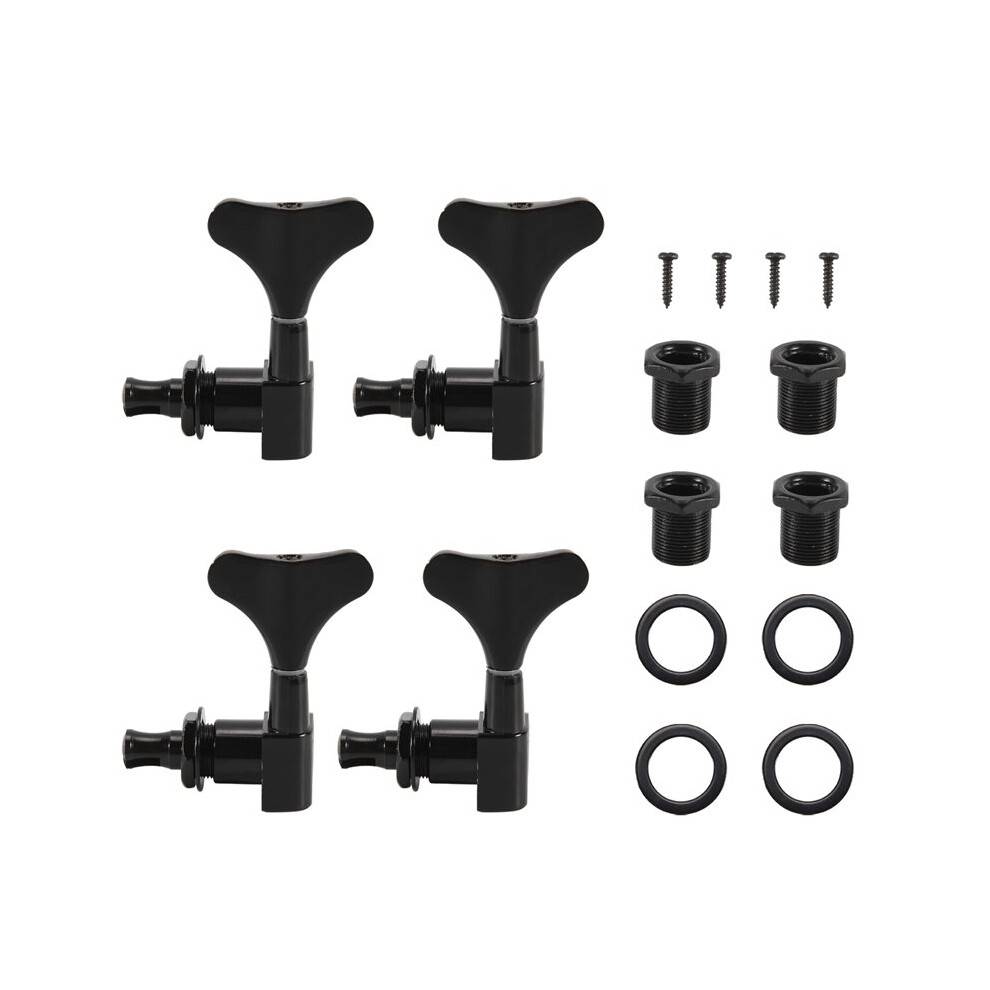 2+2 Sealed Bass Guitar Tuning Pegs Keys 2R2L Machine Tuners for Precision Bass and Jazz Bass, Black