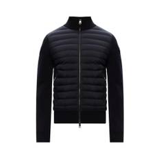 Moncler, Jacka, Herr, M, Bomull, Vadderad Crêpe Dragkedja Kofta - blue (M)