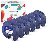 6x Hehua Ersättning för Dymo Letratag 91221 91201 S0721660 Etikettband Plast Svart på vitt, Kompatibel med Dymo letratag XR LT-100H LT110T LT-100T QX50 XR XM 2000 Plus 200B (12mm x 4m)