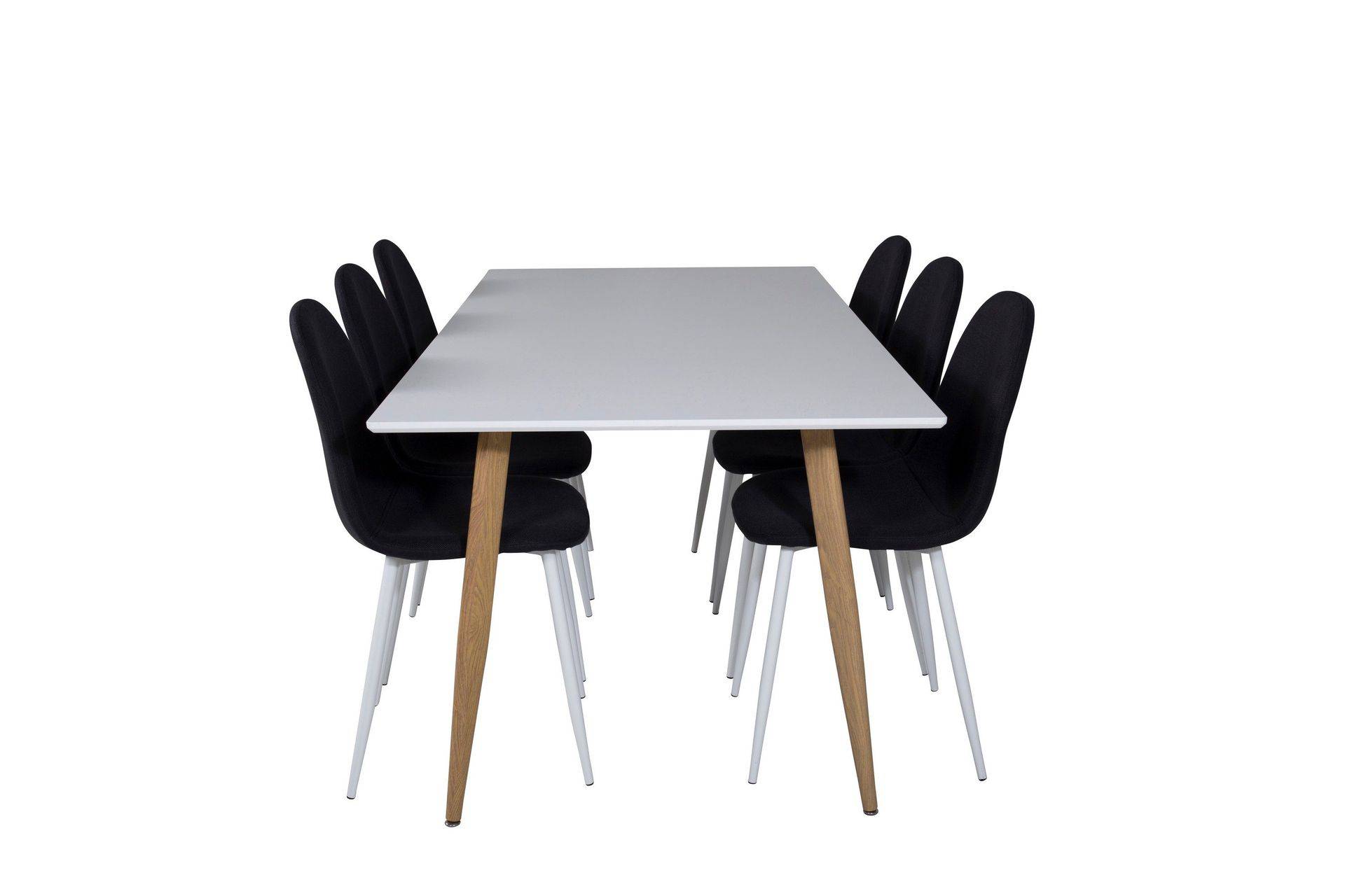 Venture Home Polar Matgrupp 180 cm Rektangulär med 6 stolar - Svart Matgrupper Svart,Vit Trä