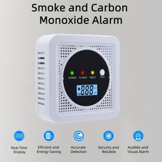 TEMU 2-in-1 Co & Smoke Detector With Led Warning Light, Battery-powered Carbon Alarm, Lcd Display, For , Real- Saving Design, Smoke Alarms For Home