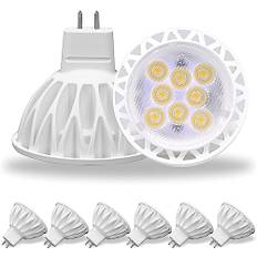 6-pack MR16 LED-lampor, 50 watt ekvivalenta landskapslampor, 4000K neutral vit 5W GU5.3 MR16 12V spotlight-lampa, 38 graders strålvinkel för landskap, infälld, spårbelysning