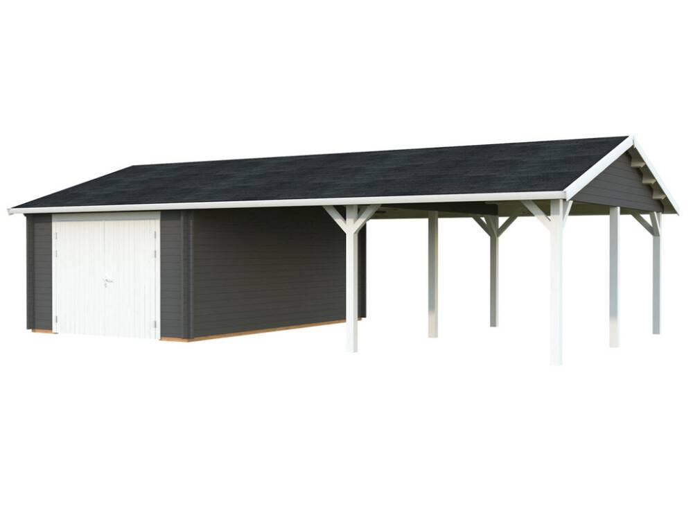 Palmako garage m/ledhejseport Roger mørkegrå 19+33,2 m²