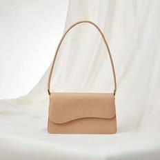 Fashion Solid Color Asymmetrical Flap Vintage Minimalistic Elegant Shoulder Bag Halloween Winter - Khaki - one-size