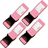 OW-Travel Personliga Bagageband för Resväskor (Rosa 4-pack) Lätt Att Upptäcka Robusta Resväskremmar med Bagageetiketter.Resebälte för Resväska Bagage. Väska rem Fodral Bälten Resväska Rem