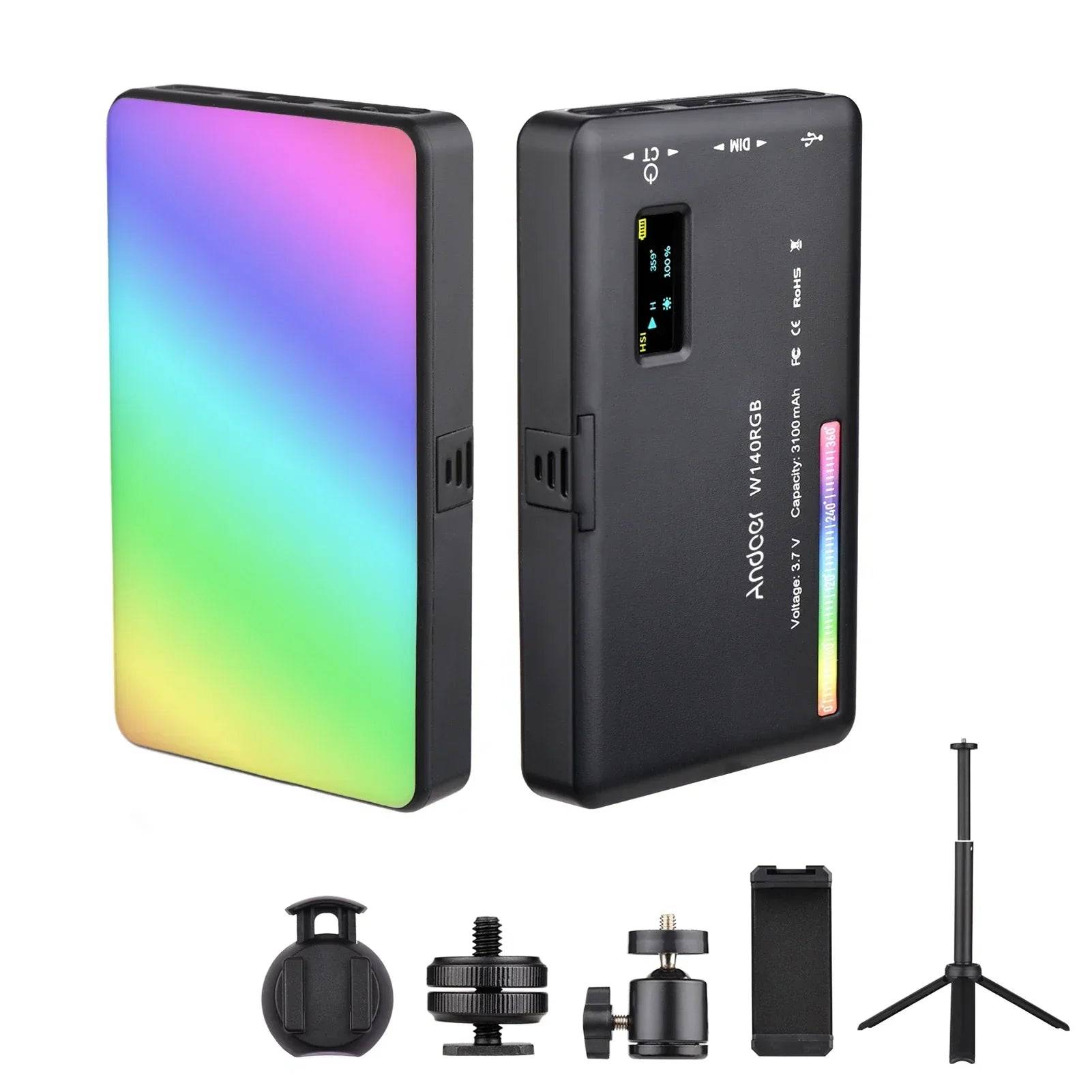 LED Video Light 2500-9000K for Vlog Live Streaming - Video light + Tripod