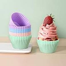 Set med 24 muffinsformar i silikon – bakformar av BPA-fri silikon för muffins och cupcakes– återanvändbara, non-stick belagda cupcakeformar för kakor, kräm och pudding