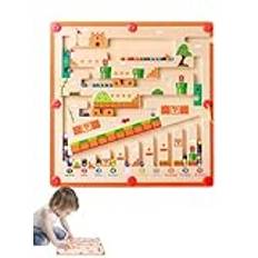 Magnetiska Leksaker Labyrint, Magnetisk Labyrint Montessori Trä, Montessori Färger och Siffror, Magnetiskt Spel Labyrintspel, Inlärningslabyrint för Barn 3 till 12 år Gamla.