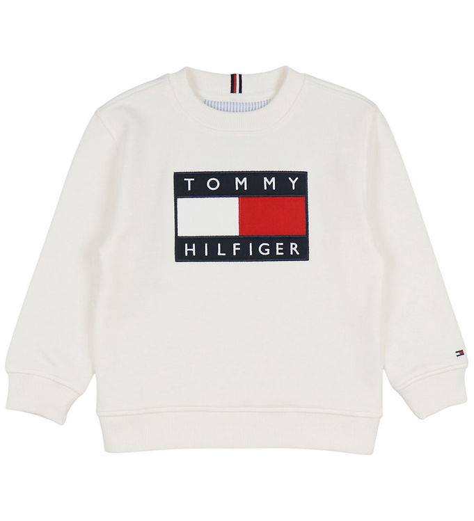 Tommy Hilfiger Sweatshirt - Heritage Flag - Off White - Tommy Hilfiger - 7 år (122) - Sweatshirt