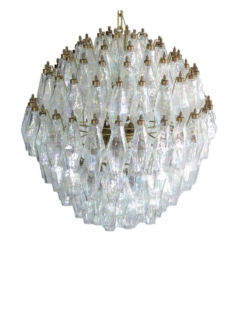 Murano Lysekrone - Poliedri- 140 glas - Perlemor Mat guld uden patinering