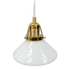 Vintage fönsterlampa skomakarskärm vit