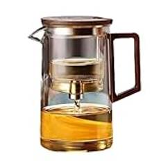 Tekanna i glas med sil - Tekanna i glas med handtag, tekanna med filter | 500 ml/750 ml glasvattenseparation tekanna med sil, tebryggare med trähandtag Diskmaskin Magisk tekanna för löst te