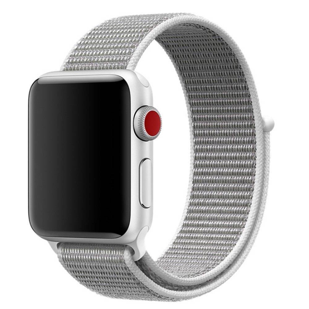 Apple Watch 9/8/7/6/5/4/3/2/1/SE - 45/44/42mm / Watch Ultra / Ultra 2 - armband i Nylon m/velcro - Vit