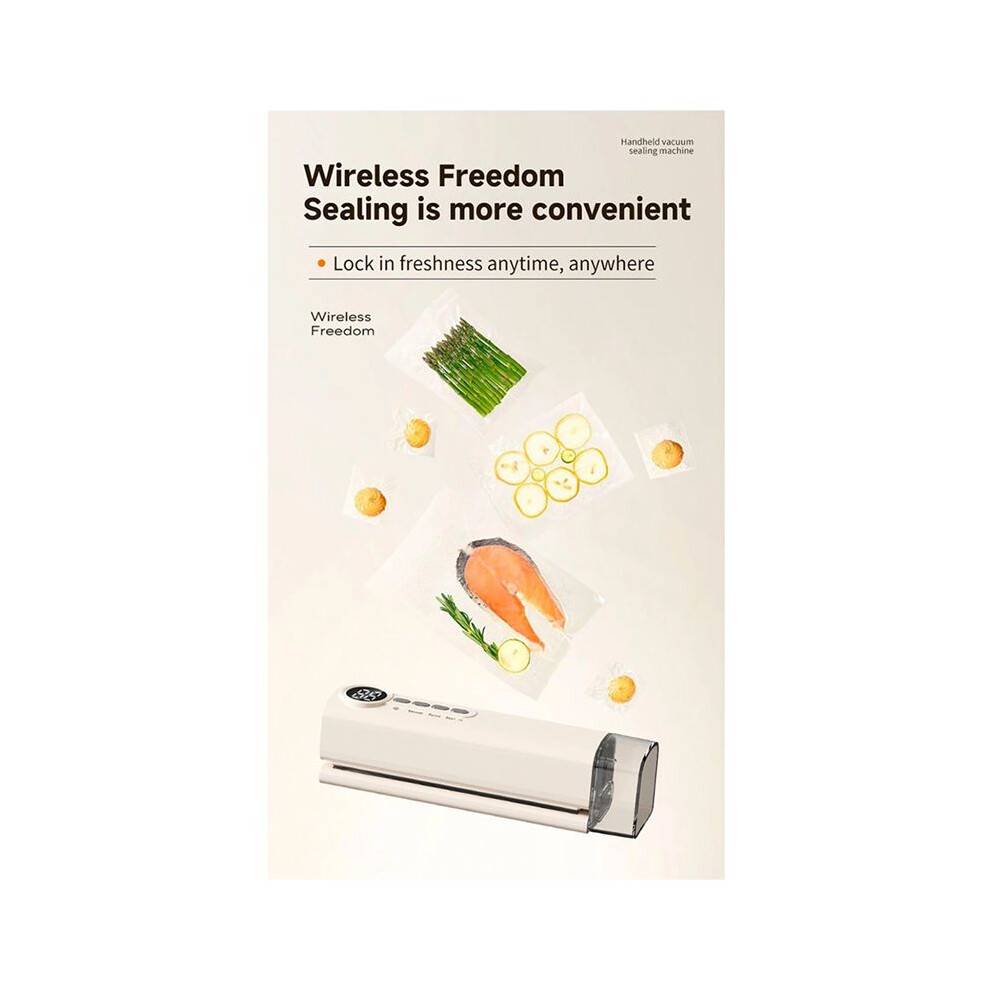 Vacuum Sealer Digital Display Strong Suction Easy to Use Multi-Purpose Heat Sealer Rechargeable Food Bag Sealer