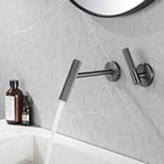 wall mounted bathroom sink taps brass basin taps mixers for bathroom,gun gray,single handle