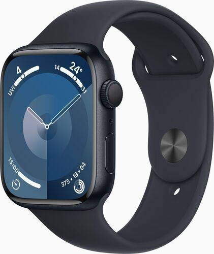 Apple Watch Series 9 Aluminium 45 mm (2023) | GPS | Midnatt | Sportband Midnatt M/L