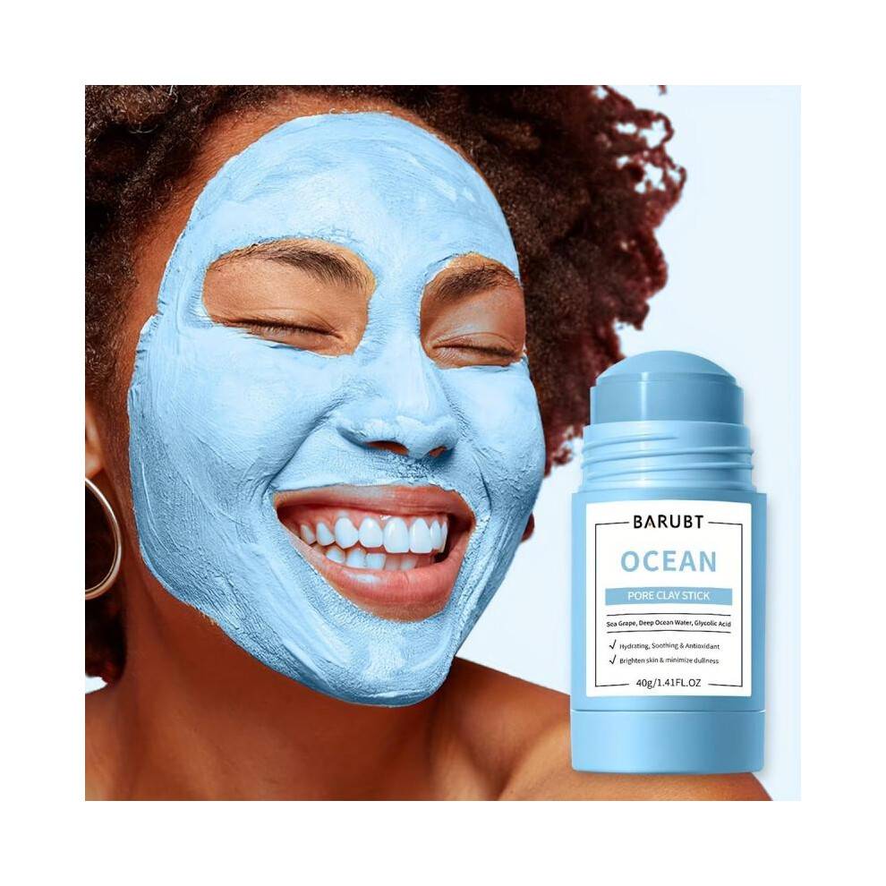 (Matches the image, Ocean mud mask stick) Natural Mugwort Clay Mask Stick Deep Cleansing Pore Treatment Face Mask for All Skin Types