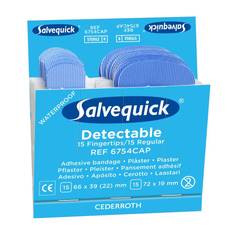 Salvequick Blå Detectable Fingertip/Regular Plåster - Refill: 30st Plåster i ett häfte.