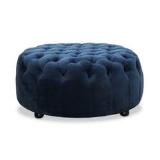 Chesterfield Puf - Blå Velour Ottoman