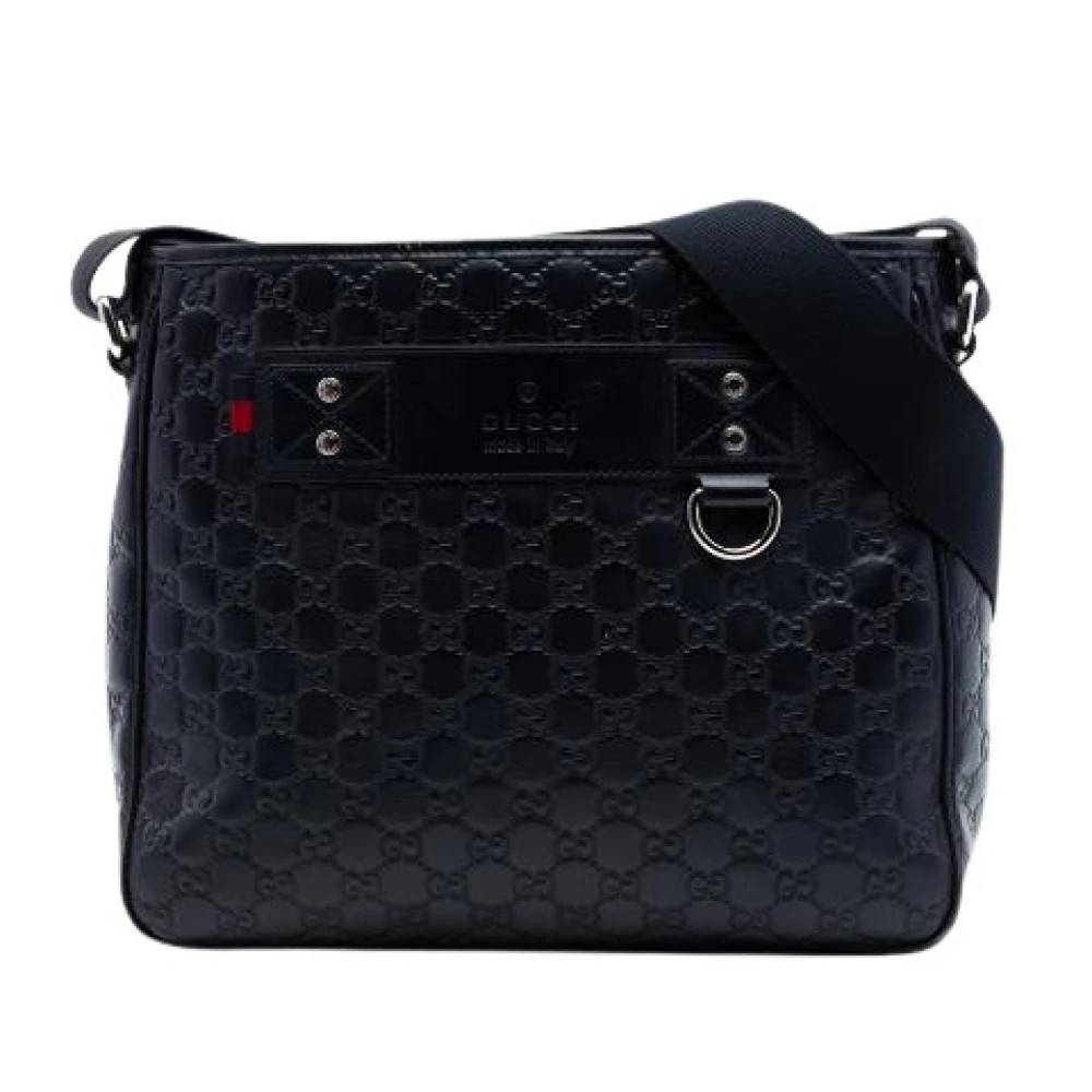 Gucci Vintage Pre-owned Præget Læder Crossbody Taske - Vintage - Dame - Sort - ONE SIZE - Læder