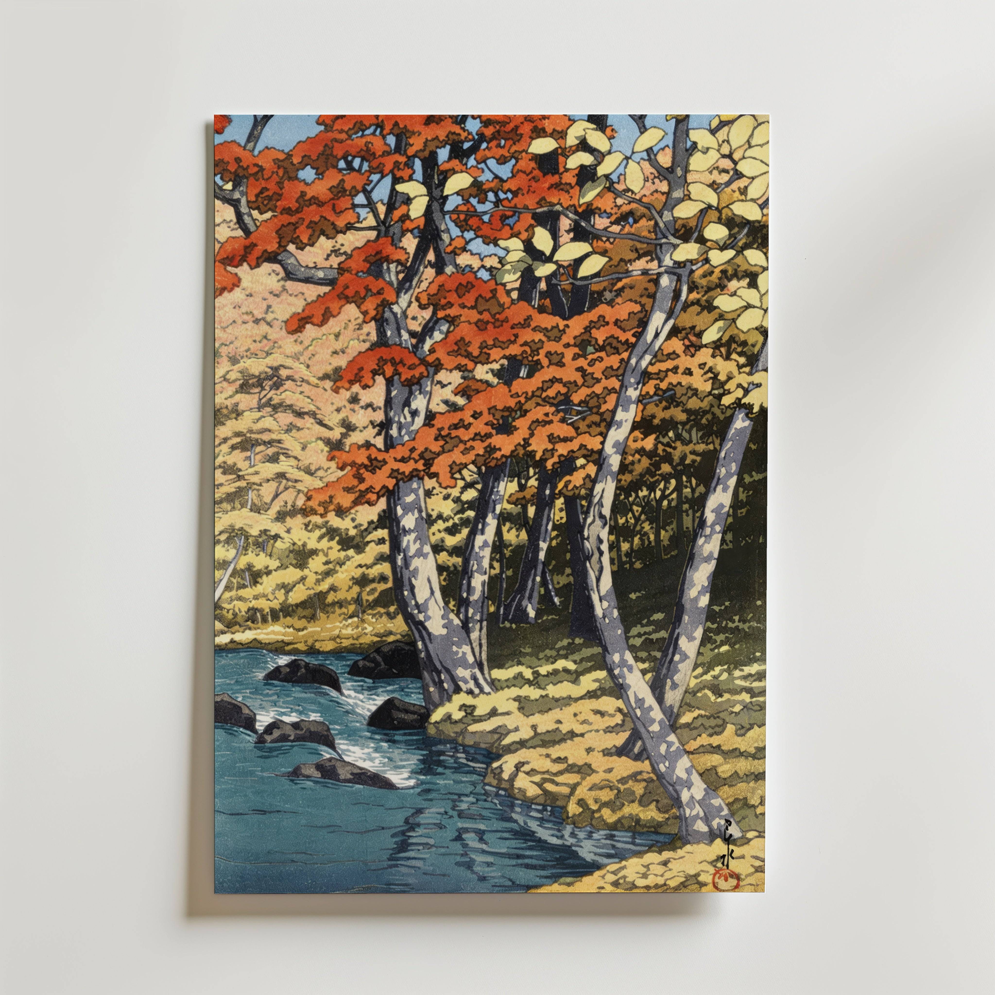 Autumn at Oirase Kawase Hasui Poster - Premium Canvas 70x100 cm