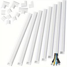 TEMU 1set 125in Cord Cover, Large Cord Concealer On Wall Cable Management, Cable Kit For Mount Tvs, Wire Hider For Home Office, 8x L15.7in W0.98in H0.5in, White