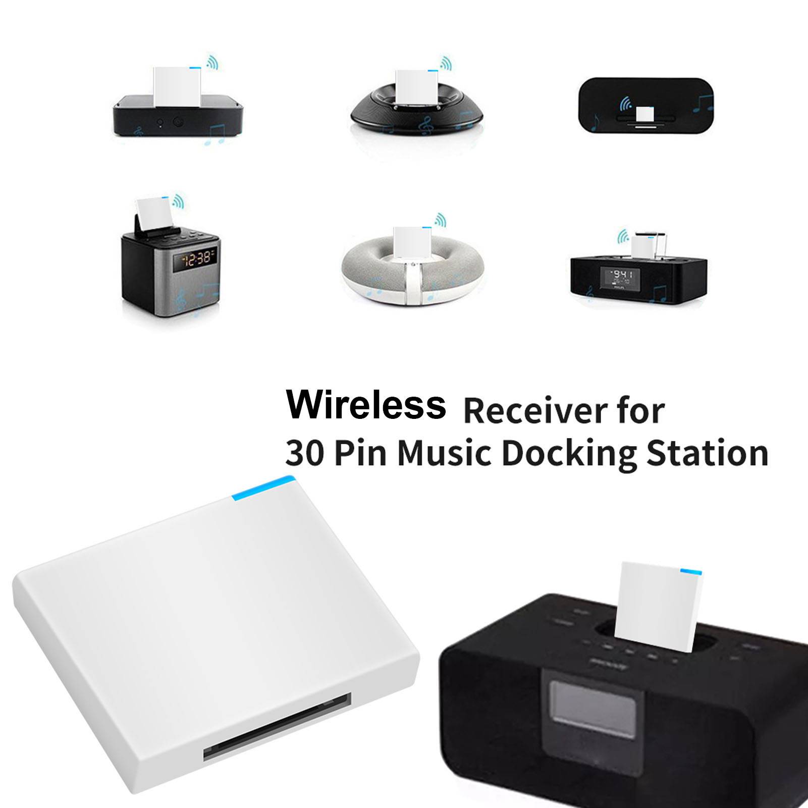 Bluetooth Receiver Suitable for Ipod Dock 30 Pin Music Docking Station Bluetooth 5.0 Adapter Dock Speaker Bluetooth Receiver