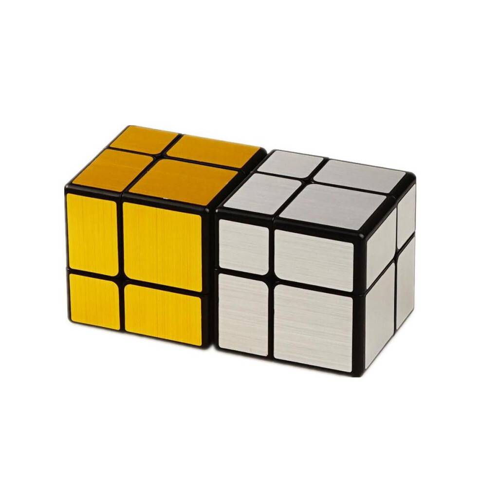 (Silver) QiYi Mirror 2x2 Magic Cube Puzzle Speed Cube Golden/Silver Sticker Toys for Children
