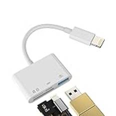 Adapter SD-kortläsare (4 i 1) iPhone Micro SD USB Lightning Externt minne tillbehör laddare SD-kamera kortläsare OTG-kontakt för Apple 14 13 12 11 Pro Max 7 8 Plus Mini X Ipad Air