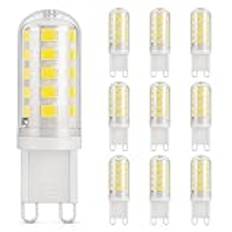 DiCUNO LED-lampa G9 3W, 430LM, 40W halogenekvivalent, Kallvit 6000K, 220-240V, CRI> 85, Ej dimbar, Energisparande, Keramisk sockel, G9 Standardsockel, 10-pack