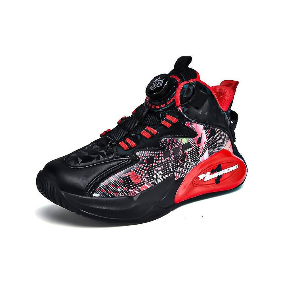 (36, BlackRed) Kids Basketball Shoes Fashion Non-Slip Sneakers Breathable Boys Girls Sport Shoes 2902
