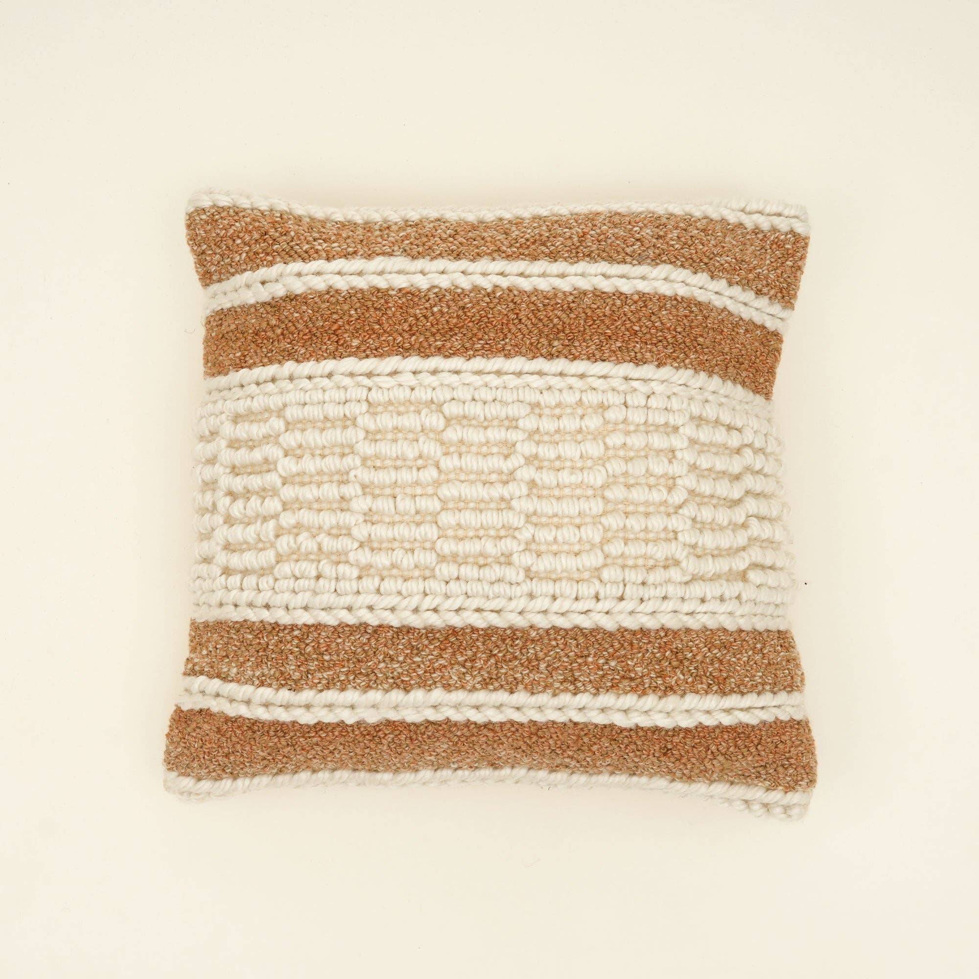 Beige/Ivory Handwoven Cushion -Soft Decorative Throw Pillow for Sofa, Bed, and Accent Chair 45.72x45.72x12.7 cm beige