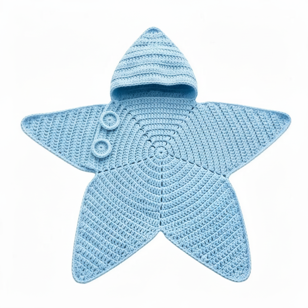 CozyStar – Mjuk & handgjord – Stickad babyoverall med stjärnformad design Blå / 93 (18–24 månader) | Pedagogiska Träleksaker