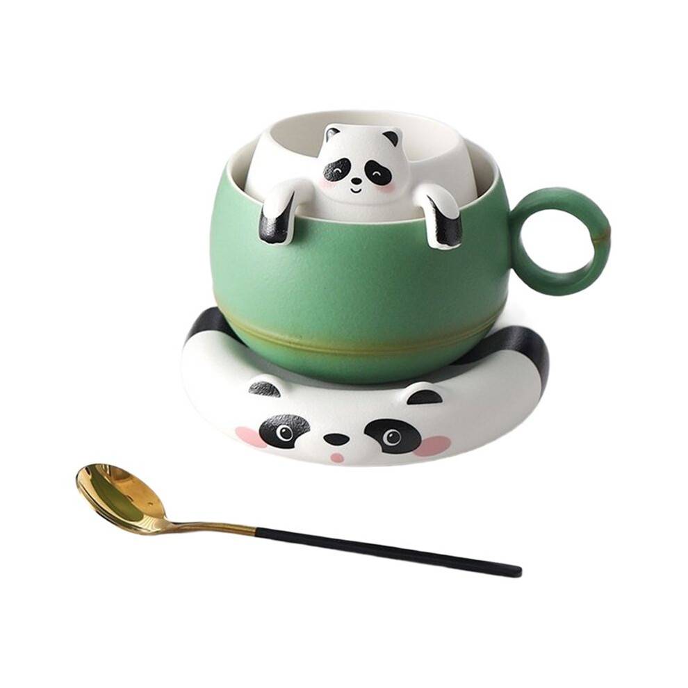Bamboo Panda Filter Tea Separator Cup Japanese Tea Mug with Infuser Household Tea Maker Office Water Cup Teaset Gift