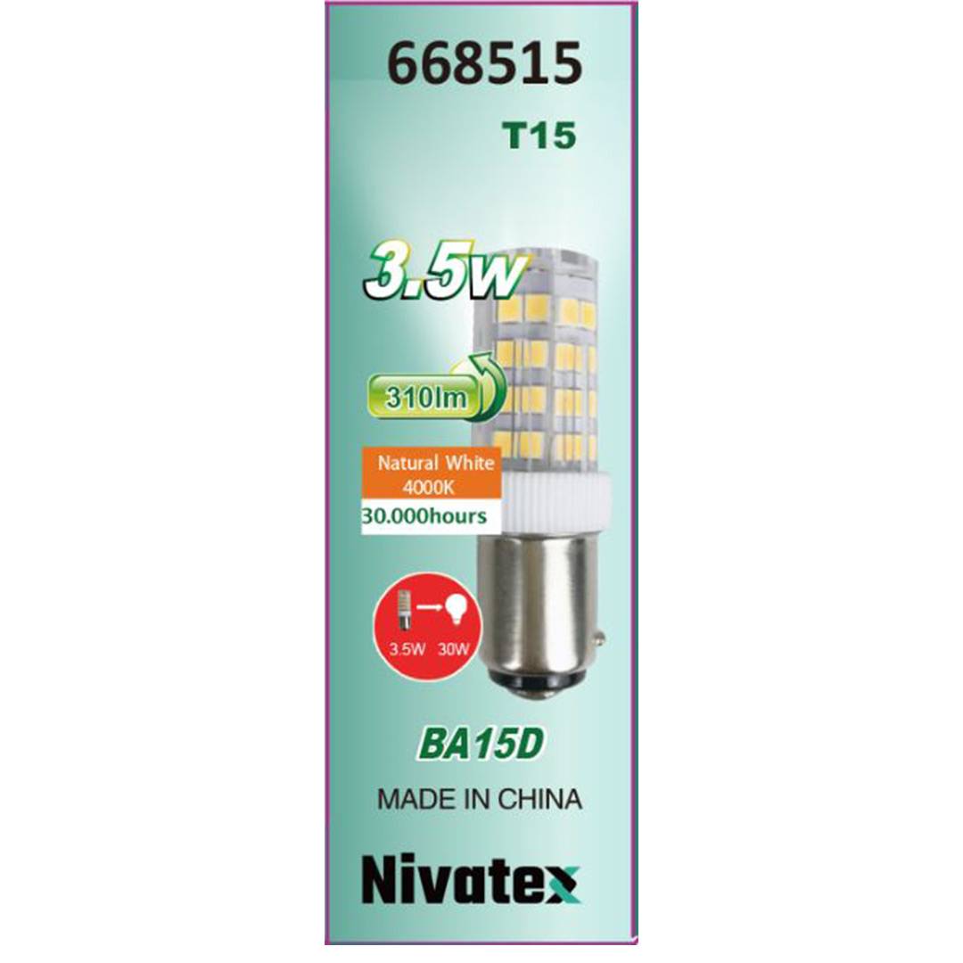 Symaskinslampa bajonett 53x18,5 b15d, LED, 310lm, 4000K