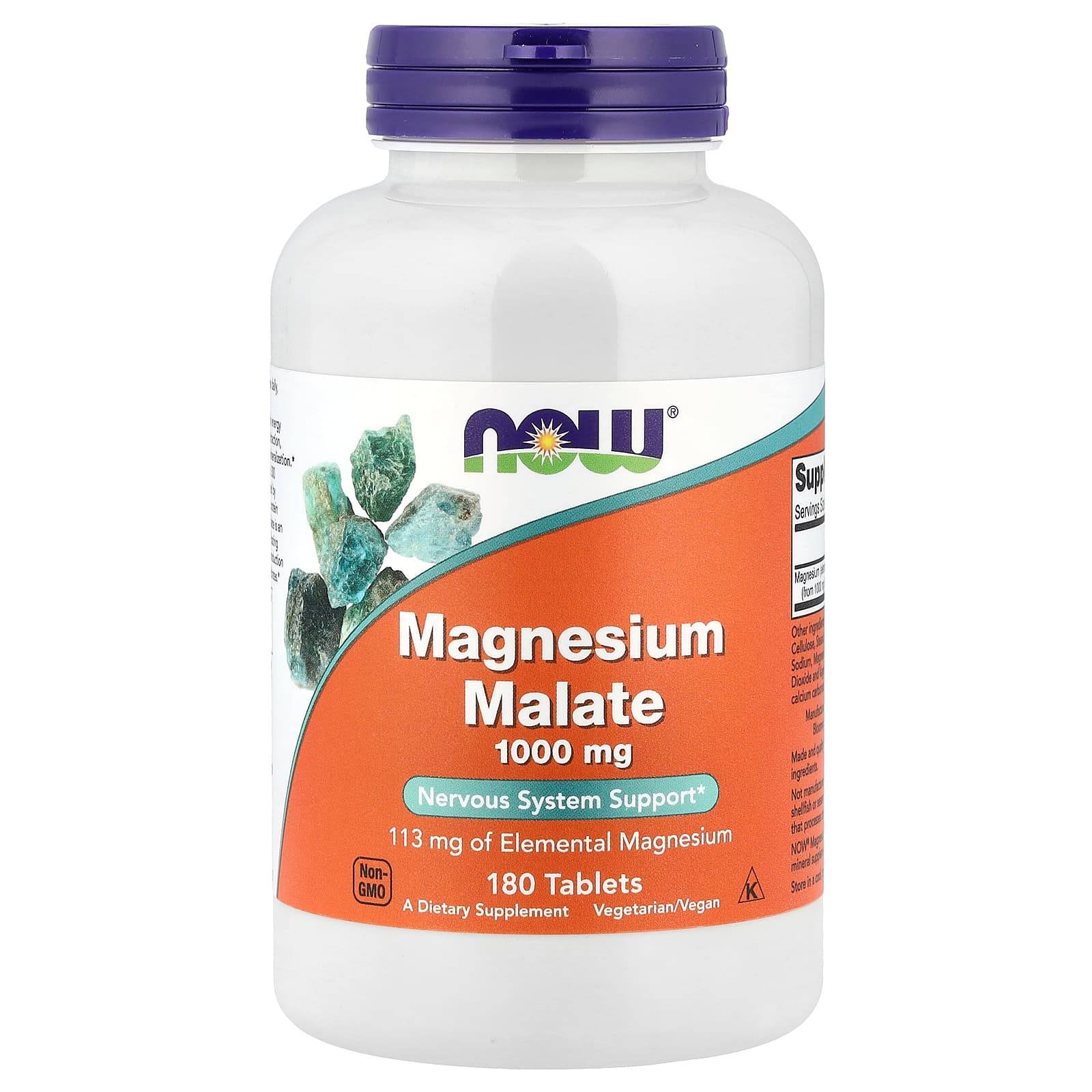NOW Foods - Magnesium Malate, 1000mg - 180 tablets