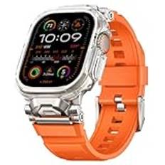 Suitisbest Armband kompatibelt med Apple Watch Ultra 2 band 49 mm, silikon sport ultra armband med rostfritt stål och fodral för Apple Watch Ultra