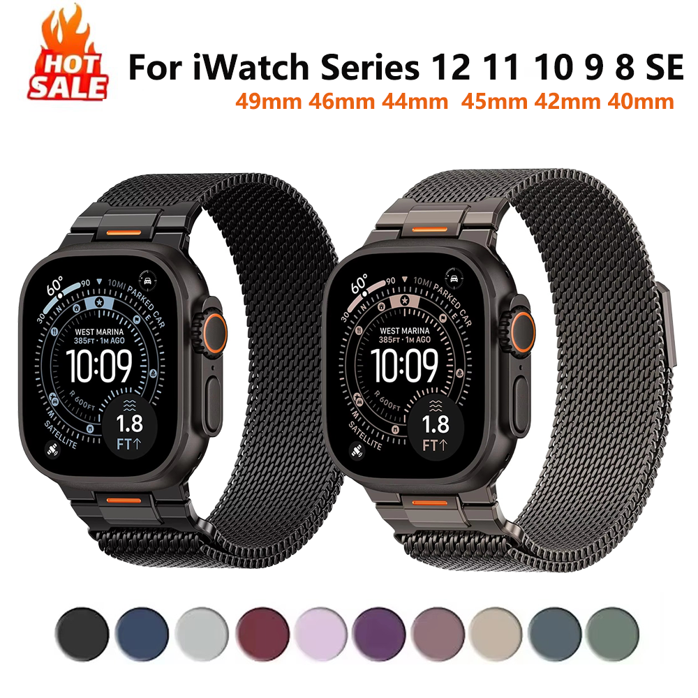Milanese Loop Strap for Apple Watch Ultra 4 3 2 Band 49mm 46mm 44mm  45mm 42mm 40mm Bracelet iWatch Series 12 11 10 9 8 7 6 SE 3