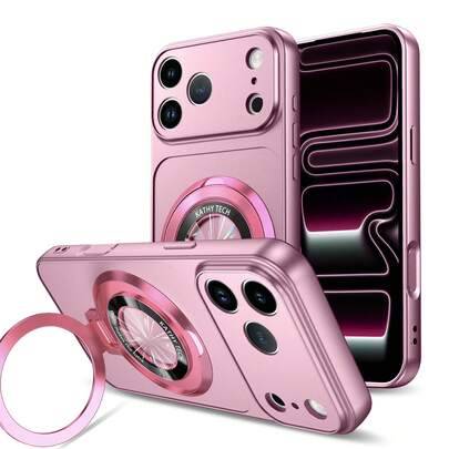 (Beställ och följ butiken för att få nyckelband) CD-textur Corning metallisk lack mobilskal + mobilskal med handledsrem / Kompatibel med Apple 18PROMA - Rosa (Multi-size)