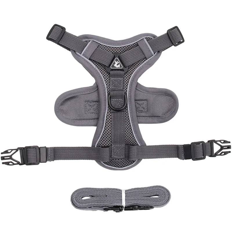 Reflective Mesh Cat & Dog Harness with Leash Set - 1st Gray / L-suit 5.0-7.5kg / SPC (L-suit 5.0-7.5kg)