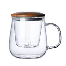 Värmebeständig blommig tekopp med klart sil handtag bambulock kopp med sil och lock 445 ml värmebeständigt glas tekopp med avtagbar infusion och bambulock steepande tekopp