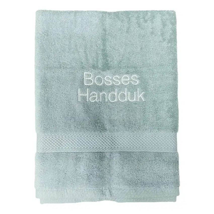 Handduk med namn - aqua - rak text, 50x70cm HANDDUK
