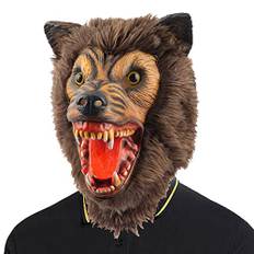 CreepyParty Brun varulvsmask halloween skrämmande skräckmonster full huvud latex mask kostym masker för vuxna
