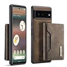 Phone Case Läderplånboksfodral Compatible with Google Pixel 6A, magnetiskt löstagbart Trifold-plånboksfodral med korthållare Ficka Kickställ Stötsäkert skal kompatibelt med Google Pixel 6A Smartphone