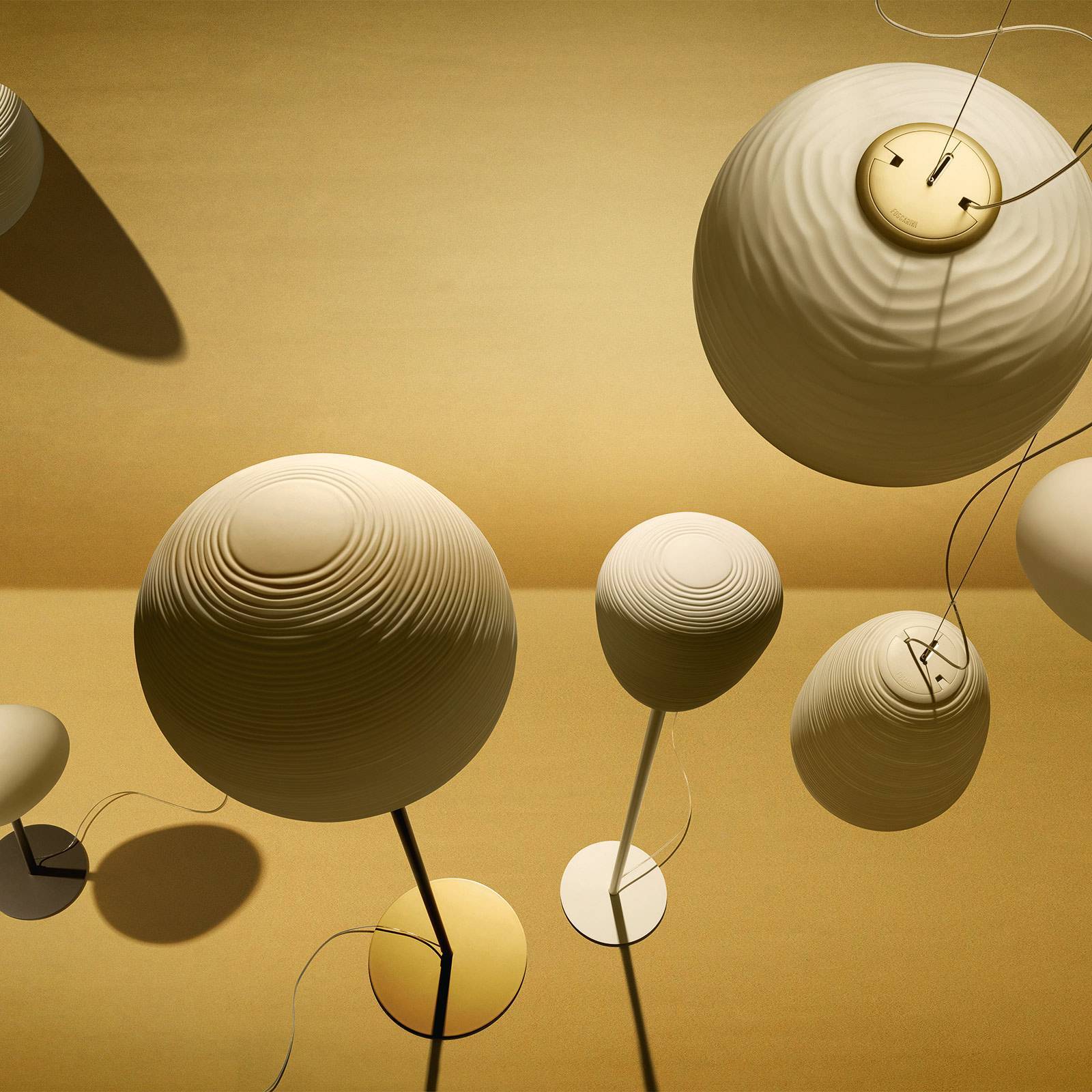Foscarini Designer gulvlampe Rituals, dæmpbar, Hvid/opal, Stue/spisestue, Glas, Design
