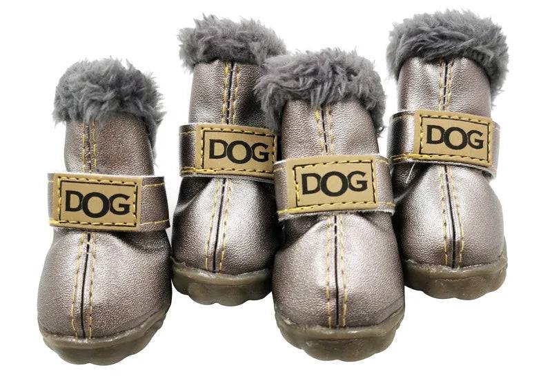 Waterproof Winter Dog Boots – Warm Anti-Slip Cotton Shoes for Small Dogs (Set of 4) - Silver / no.1 (no.1)