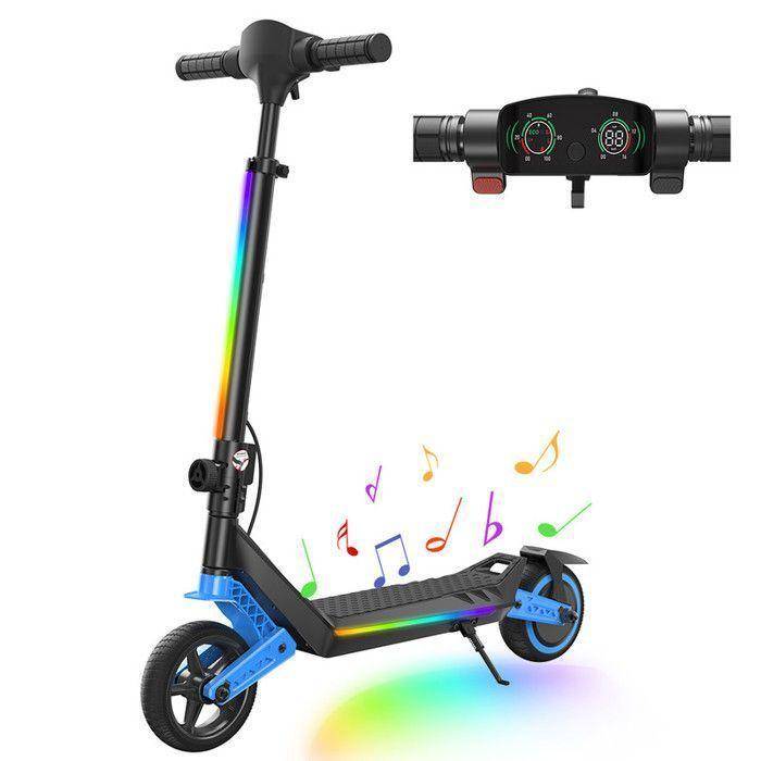 Elektrisk sparkcykel för barn 6  AGILERIDE AT-B3B-N, 3 hastigheter, Justerbar höjd, 150W motor, Flerfärgade LED-lampor, 6-12 år, Bluetooth