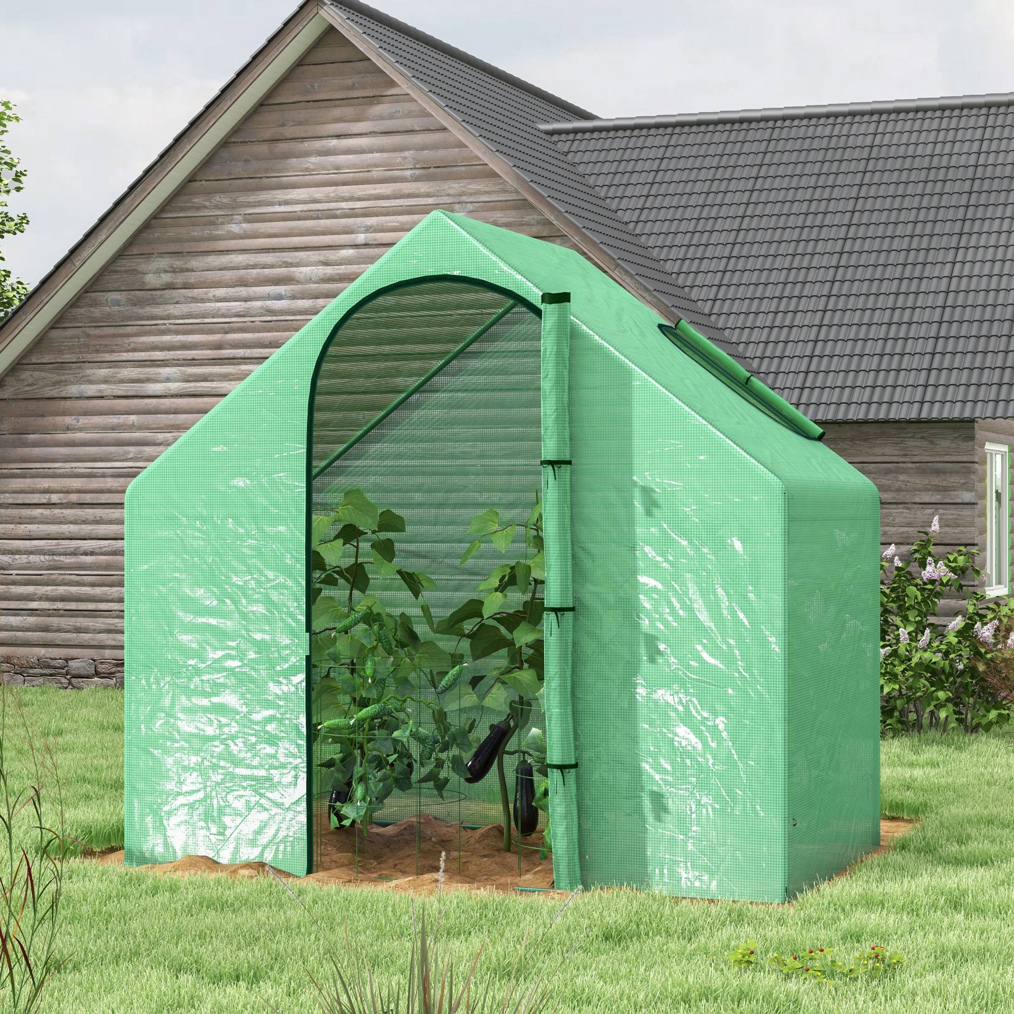 Polytunnel Tomatdrivhus 180x100x168 cm med vindue og dør, stål- og PVC-plastdrivhus til haven.