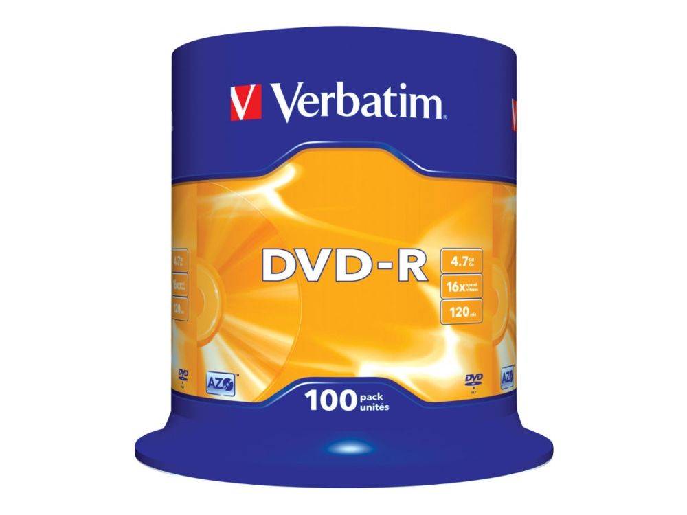Verbatim - 100 x DVD-R - 4.7 GB 16x - matt silver - spindel